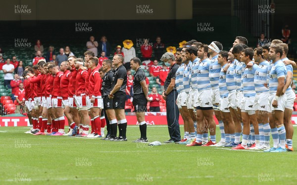 100721 - Argentina v Wales, Summer International First Test - The teams line up for the anthems