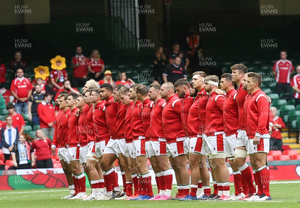 100721 - Argentina v Wales, Summer International First Test - The Wales team line up for the anthems