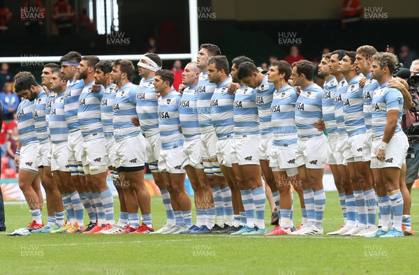 100721 - Argentina v Wales, Summer International First Test - The Argentina team line up for the anthems