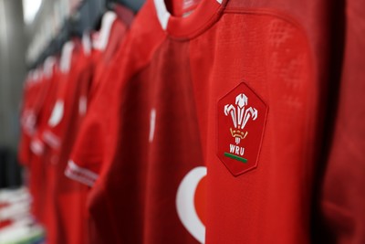 110726 - Argentina v Wales - Nations Championship - Wales dressing room before the game