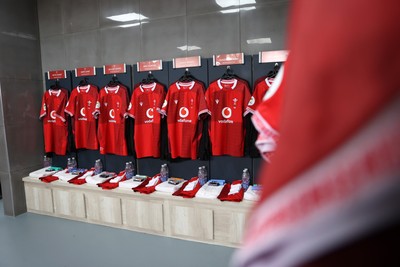 110726 - Argentina v Wales - Nations Championship - Wales dressing room before the game