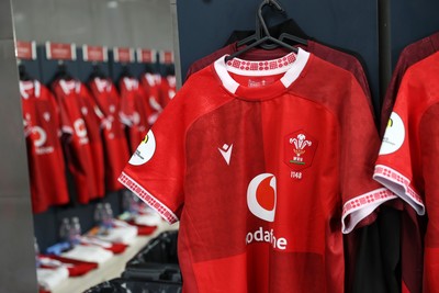 110726 - Argentina v Wales - Nations Championship - Wales dressing room before the game