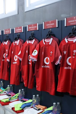 110726 - Argentina v Wales - Nations Championship - Kane James of Wales jersey in the changing room