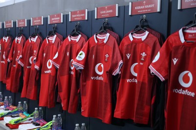 110726 - Argentina v Wales - Nations Championship - Kane James of Wales jersey in the changing room