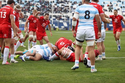 110726 - Argentina v Wales - Nations Championship - Dewi Lake of Wales gets over the line to score a try