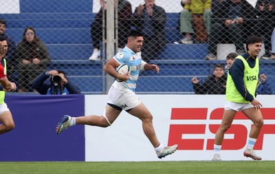 110726 - Argentina v Wales - Nations Championship - Joaquin Oviedo of Argentina scores a try