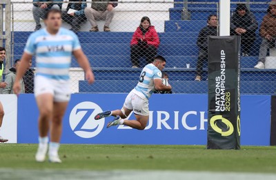 110726 - Argentina v Wales - Nations Championship - Joaquin Oviedo of Argentina scores a try