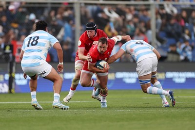 110726 - Argentina v Wales - Nations Championship - Ryan Elias of Wales is tackled by Guido Petti of Argentina 
