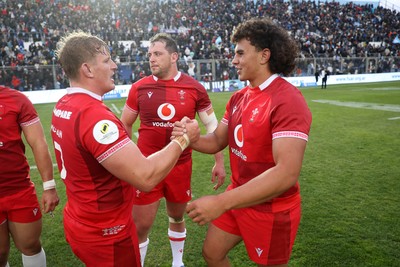 110726 - Argentina v Wales - Nations Championship - Jac Morgan and Kane James of Wales at full time