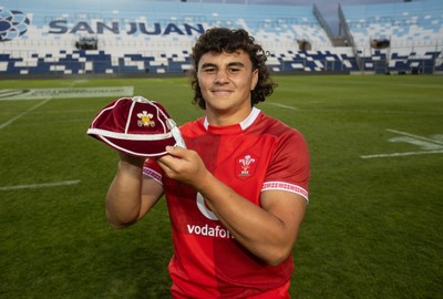 110726 - Argentina v Wales - Nations Championship - Kane James of Wales receives his first cap