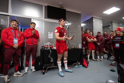 110726 - Argentina v Wales - Nations Championship - Ryan Elias of Wales receives his 50th cap