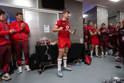 110726 - Argentina v Wales - Nations Championship - Ryan Elias of Wales receives his 50th cap