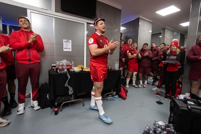 110726 - Argentina v Wales - Nations Championship - Ryan Elias of Wales receives his 50th cap