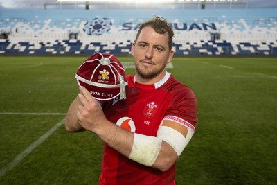 110726 - Argentina v Wales - Nations Championship - Ryan Elias of Wales receives his 50th cap