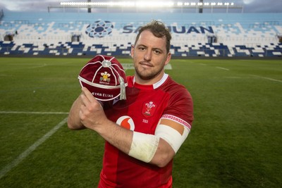 110726 - Argentina v Wales - Nations Championship - Ryan Elias of Wales receives his 50th cap