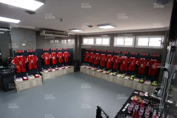 110726 - Argentina v Wales - Nations Championship - Wales dressing room before the game