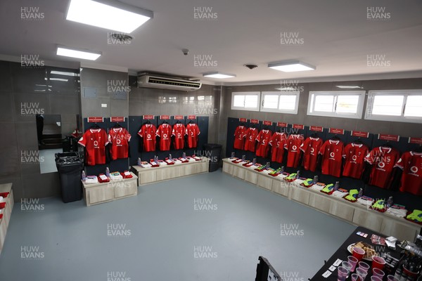 110726 - Argentina v Wales - Nations Championship - Wales dressing room before the game