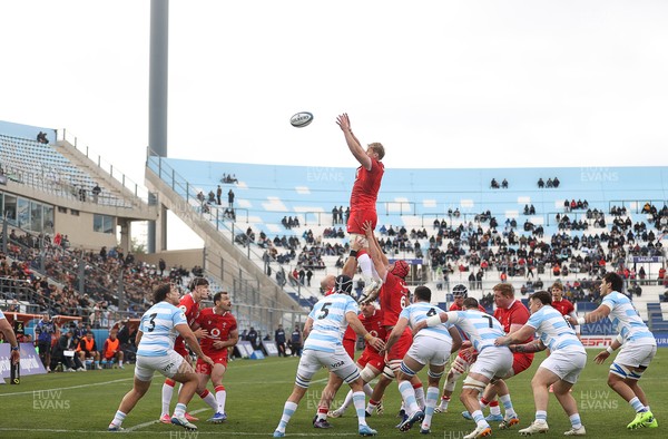 110726 - Argentina v Wales - Nations Championship - Jac Morgan of Wales wins the line out
