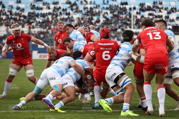 110726 - Argentina v Wales - Nations Championship - Dewi Lake of Wales gets over the line to score a try