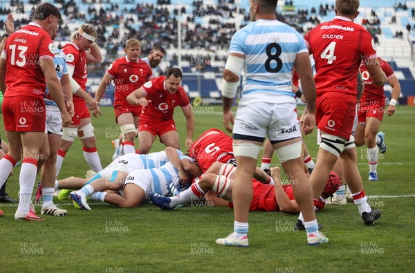 110726 - Argentina v Wales - Nations Championship - Dewi Lake of Wales gets over the line to score a try