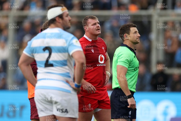 110726 - Argentina v Wales - Nations Championship - Dewi Lake of Wales with Referee Paul Williams 