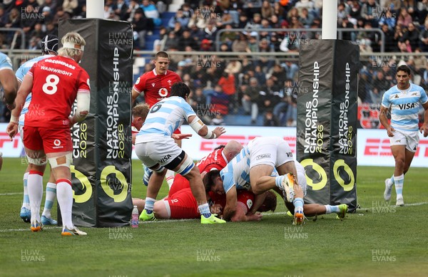 110726 - Argentina v Wales - Nations Championship - Rhys Carre of Wales scores a try