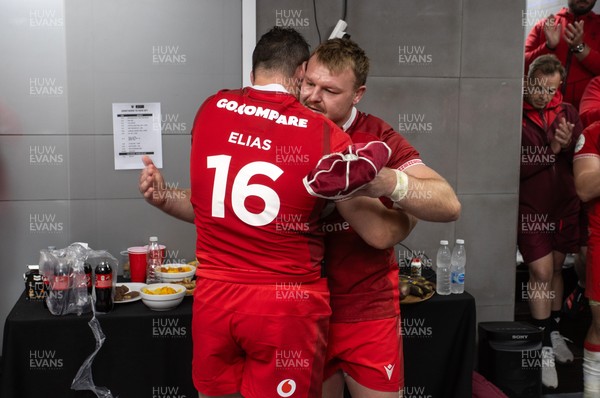 110726 - Argentina v Wales - Nations Championship - Ryan Elias of Wales receives his 50th cap