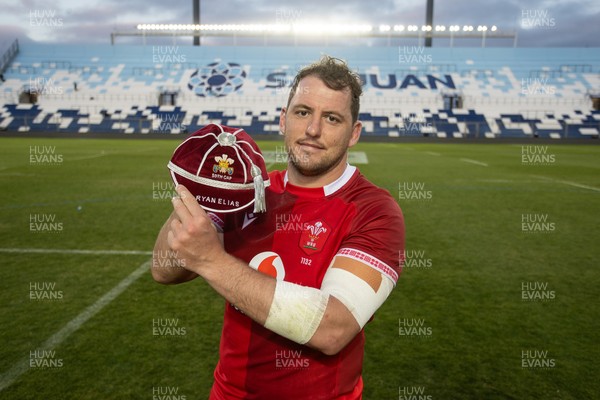 110726 - Argentina v Wales - Nations Championship - Ryan Elias of Wales receives his 50th cap