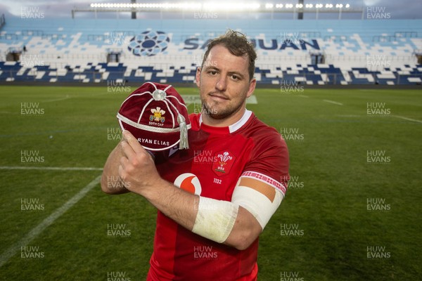 110726 - Argentina v Wales - Nations Championship - Ryan Elias of Wales receives his 50th cap