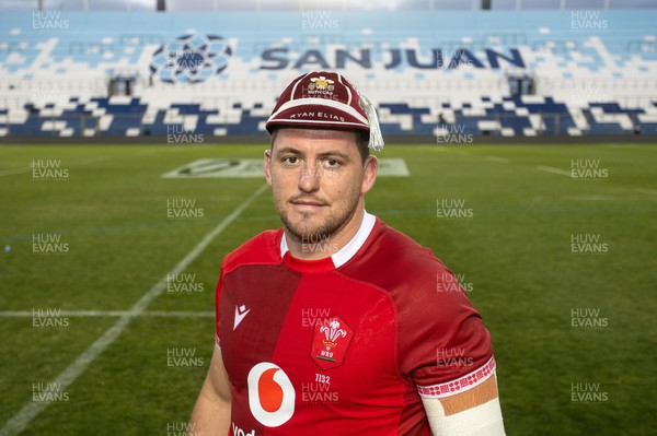 110726 - Argentina v Wales - Nations Championship - Ryan Elias of Wales receives his 50th cap