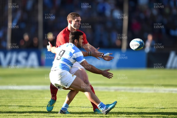 160618 - Argentina v Wales - International Rugby - George North of Wales gets the ball away