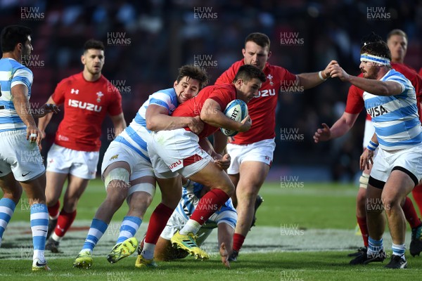 160618 - Argentina v Wales - International Rugby - Owen Watkin of Wales is stopped