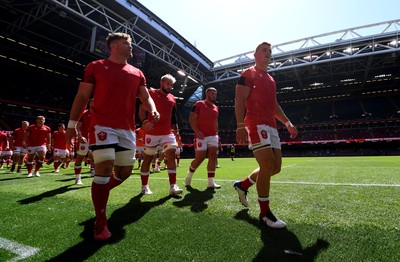 170721 - Argentina v Wales - International Rugby - Will Rowlands and Jonathan Davies of Wales walk off after the warm up