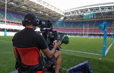 170721 - Argentina v Wales, Summer International Series, Second Test - A broadcast camera films the match between Argentina and Wales