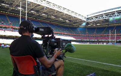 170721 - Argentina v Wales, Summer International Series, Second Test - A broadcast camera films the match between Argentina and Wales