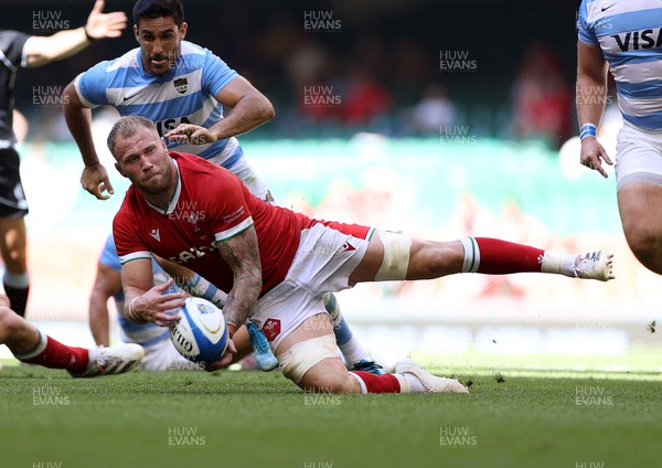 170721 - Wales v Argentina - Summer International Series - Ross Moriarty of Wales clears the ball