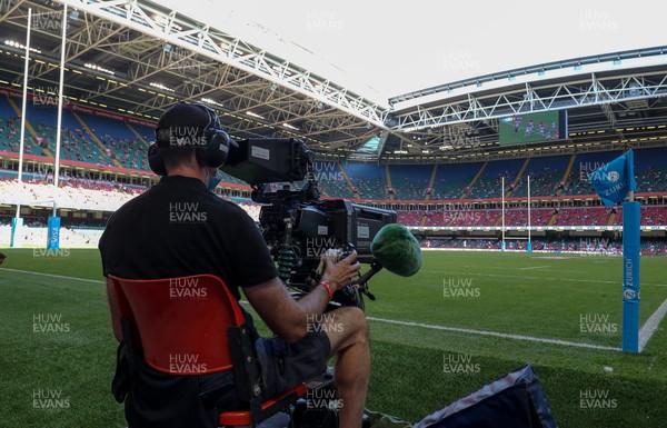 170721 - Argentina v Wales, Summer International Series, Second Test - A broadcast camera films the match between Argentina and Wales