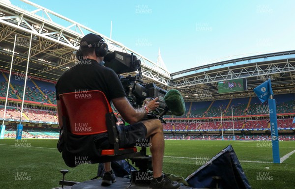 170721 - Argentina v Wales, Summer International Series, Second Test - A broadcast camera films the match between Argentina and Wales