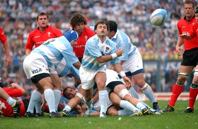 19-06-04. Argentina v Wales (Second Test Buenos Aires)  Puma's Nicolas Miranda gets ball away.  
