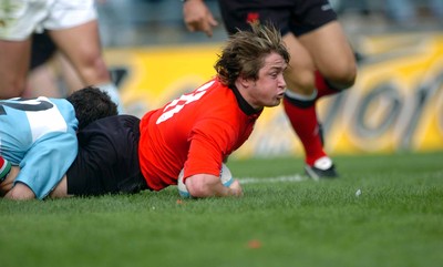 19-06-04. Argentina v Wales (Second Test Buenos Aires)  Wales' Shane Williams dives over for try two.  