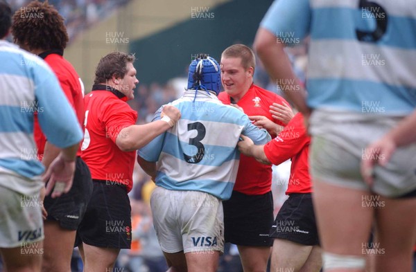 19-06-04. Argentina v Wales (Second Test Buenos Aires)  Wales' Gethin Jenkins squares up to Omar Hasan.  