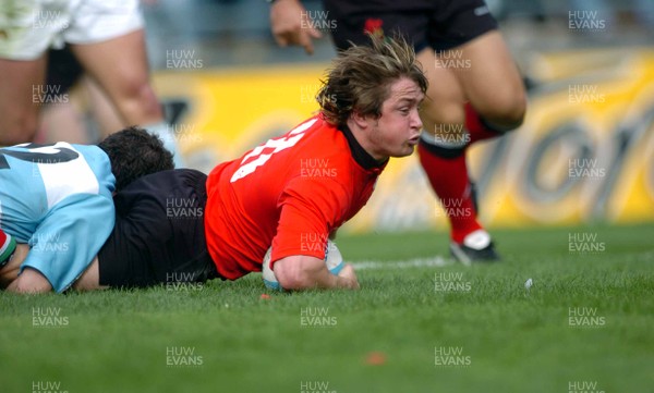 19-06-04. Argentina v Wales (Second Test Buenos Aires)  Wales' Shane Williams dives over for try two.  