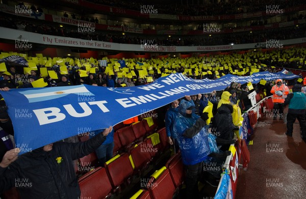 290119 -  Arsenal v Cardiff City, Premier League - Cardiff City fans pay tribute to Emiliano Sala ahead of the start of the match