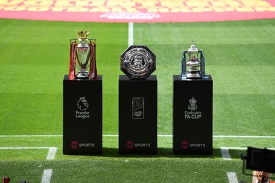 160826 - Arsenal v Manchester City - FA Community Shield - The Premier League, Community Shield and FA Cup on display before the game