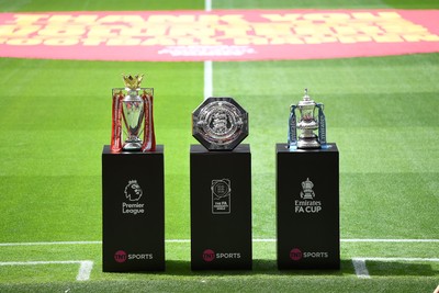 160826 - Arsenal v Manchester City - FA Community Shield - The Premier League, Community Shield and FA Cup on display before the game