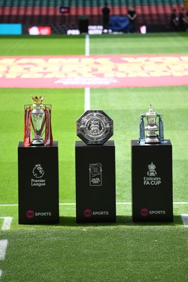 160826 - Arsenal v Manchester City - FA Community Shield - The Premier League, Community Shield and FA Cup on display before the game