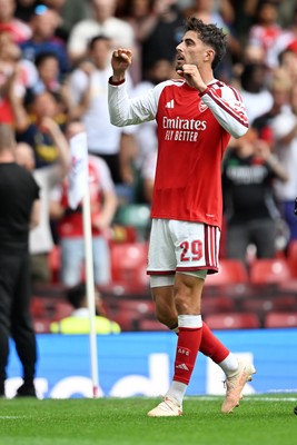 160826 - Arsenal v Manchester City - FA Community Shield - Kai Havertz of Arsenal celebrates scoring a goal with team mates