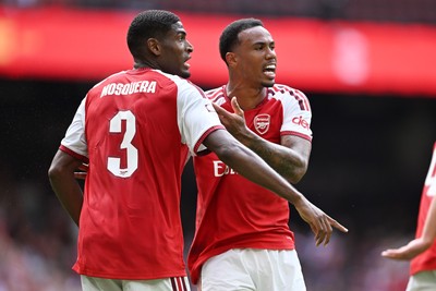 160826 - Arsenal v Manchester City - FA Community Shield - Gabriel of Arsenal and Cristhian Mosquera of Arsenal