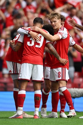 160826 - Arsenal v Manchester City - FA Community Shield - Martin Odegaard of Arsenal celebrates scoring a goal