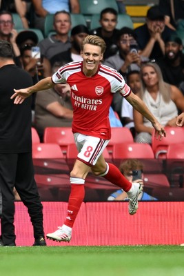 160826 - Arsenal v Manchester City - FA Community Shield - Martin Odegaard of Arsenal celebrates scoring a goal